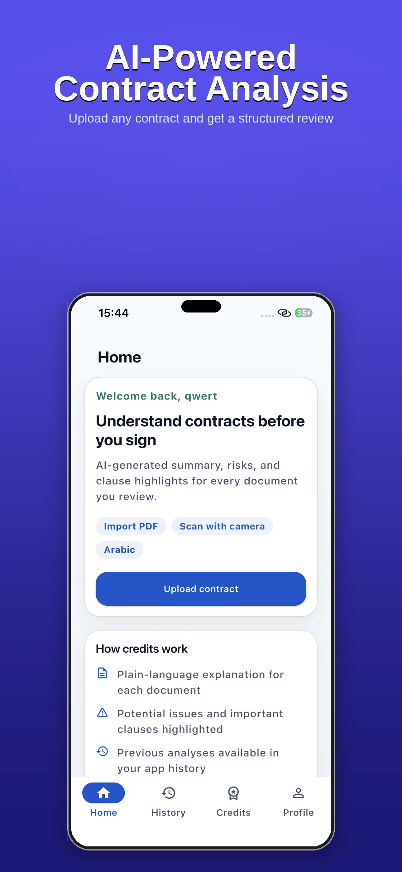 Contractly AI — Home — Upload Contract